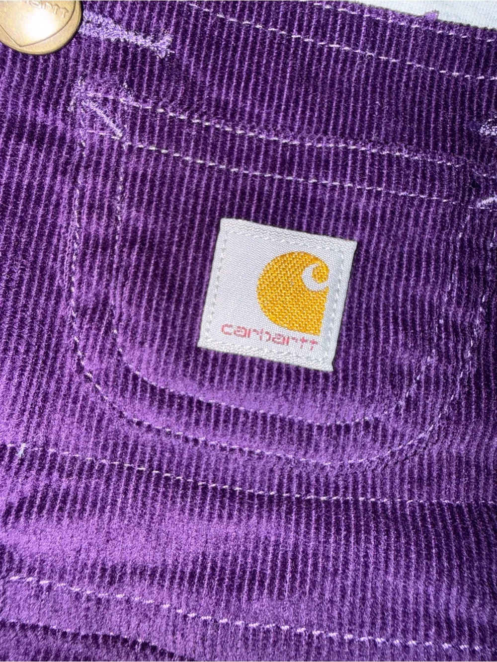 Carhartt Purple Corduroy Overalls with Gray Horse Bodysuit